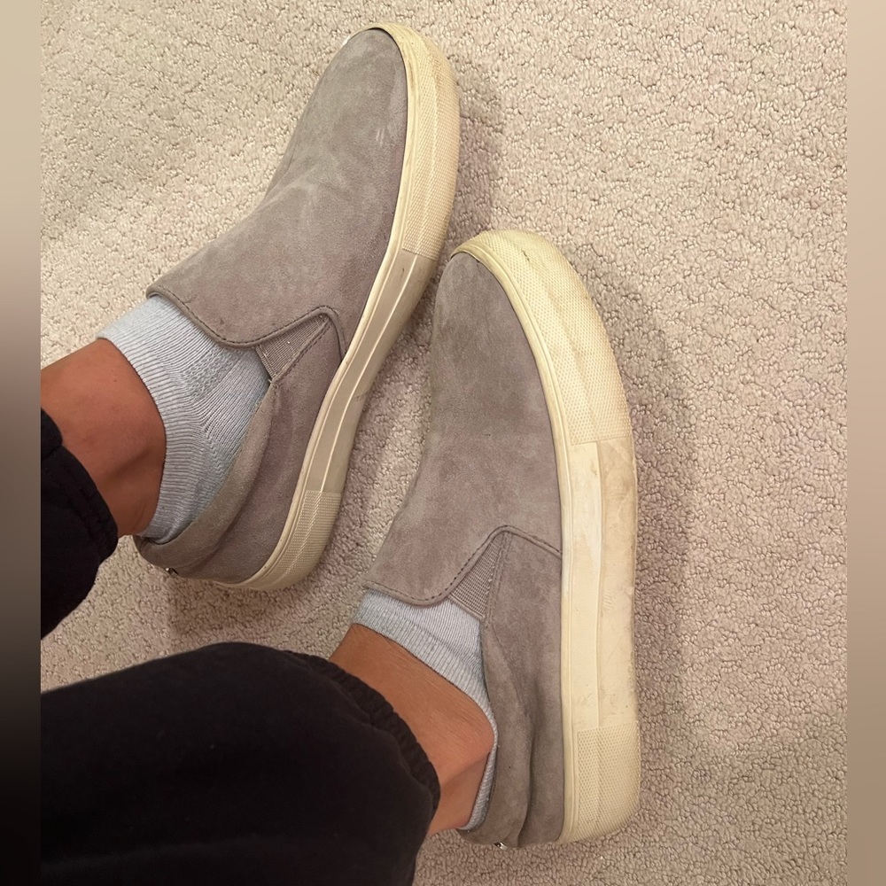 Grey Steve Madden Slip Ons